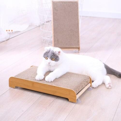 Cat Scratcher Wear-resistant Corrugated Paper Cat Scratcher Solid Wood Sucker Cat Scratch Pad Vertical Cat Claw Board Durable