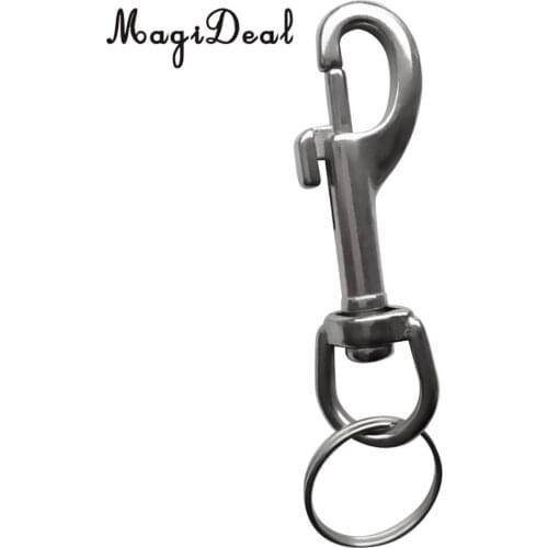 MagiDeal Portable 316 Stainless Steel Single Ended Bolt Snap Hook Keyring for Scuba Diving Kayak Boat Paddle Leash Supply Silver