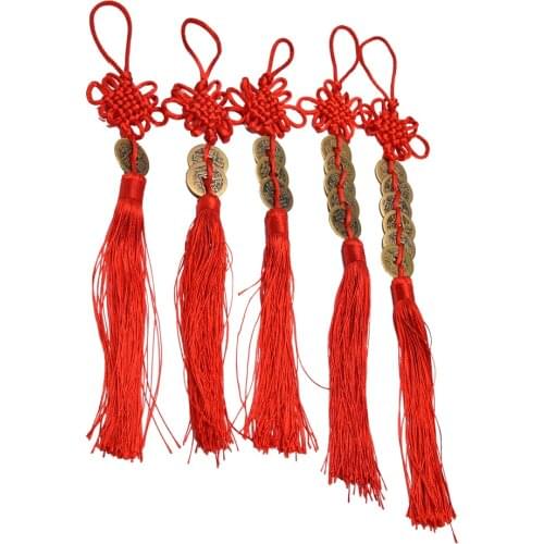 1pc 1/2/3/5/6 Copper Coins Chinese Knot Feng Shui Wealth Success Lucky Charm Home Car Decoration Ancien Copper Coins Red