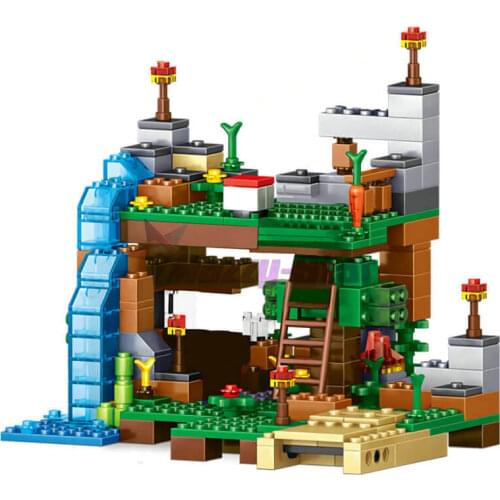 The Waterfall Garden And Small Tree House Model Building Blocks With Action Figures Bricks Toys Gifts For Children