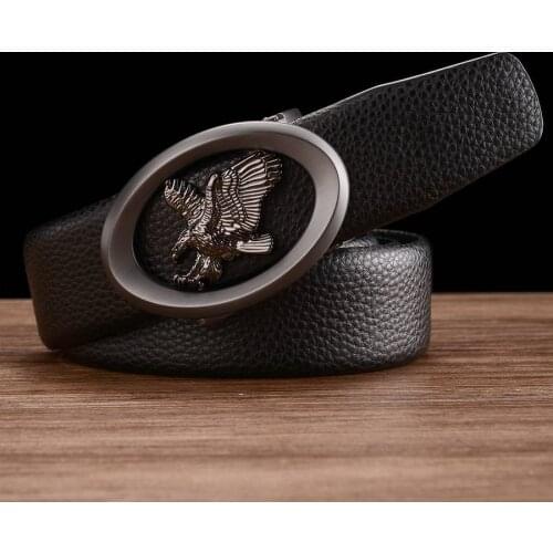 Automatic Buckle Belt Male Waistband Fashion Genuine Leather Belt For Men Width:3.5cm Length:110-130cm Color: Black\coffee