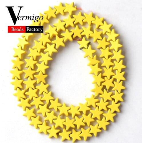 Natural Stone Pentagram Shape Yellow Nanotech Rubber Hematite Beads For Jewelry Making 6mm 80pcs Spacer Beads Diy Bracelets 15