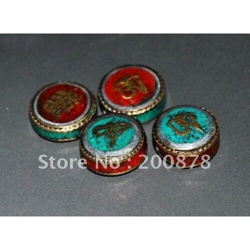 DIY Loose Beads NBB288 Nepal handmade metal jewelry loose beads,16*7mm, Buddha eye,oblate beads