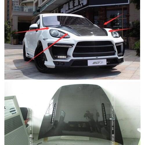 High quality Carbon Fiber Clear Glass Front Bumper Engine Hood Vent Cover Fits For Porsche Cayenne 958 2011 2012 2013 2014
