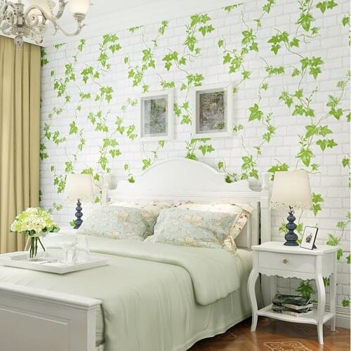 Q QIHANG Retro Nostalgic Brick Pattern Ivy Creeper Personality Restaurant Bar Living Room PVC Wallpaper 0.53m*10m=5.3m2