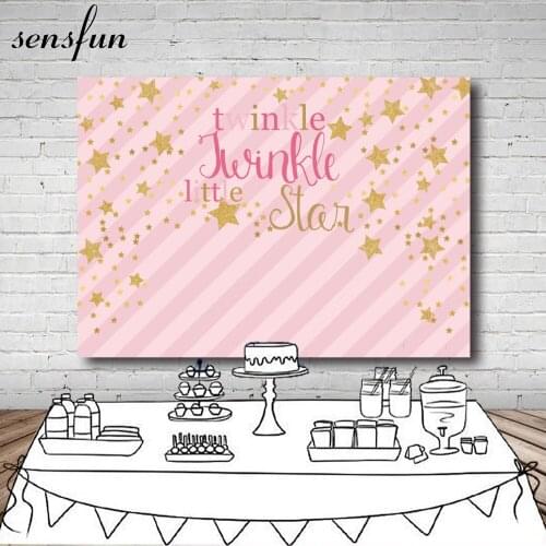 Sensfun Pink Theme Gold Glitter Twinkle Twinkle Little Star Backdrop For Photo Studio Baby Shower Birthday Party Backgrounds
