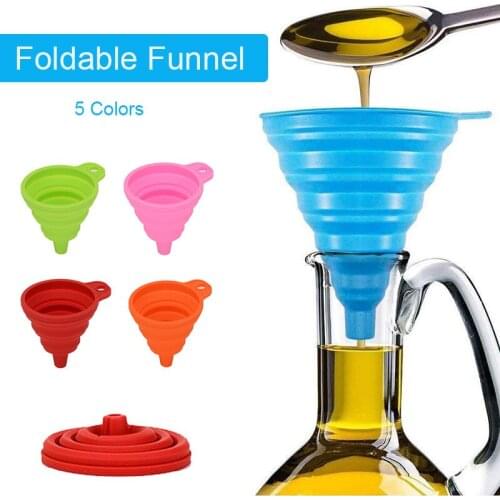 Foldable Funnel Silicone Folding Portable Funnels Mini Funnel Kitchen Tools 5 Colors