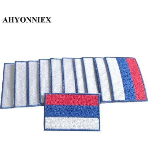 10PCS/Lot Small Russia Flag Patch Army Iron On Country Flag Patches Badges For Clothes Stickers Jeans Applique