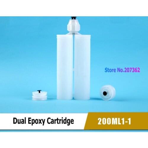 200ml Dual Epoxy Cartridge 1:1 W/ pistons ,cap