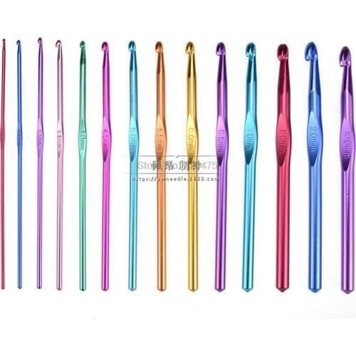 50set 14pcs 2-10Mm Shoes Weave Metal Crochet Multi-Color Aluminium Needles Hooks Yarn Sewing Accessories