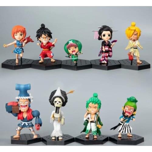 Anime One Piece Action 9 Pcs/Set Figure Model Dolls Luffy Zoro Robin Sanji Usopp Chopper Garage Kit Ornaments Collectible Gifts