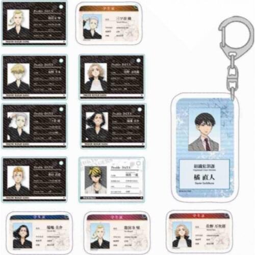 Anime Tokyo Revengers Takemitchy Hanagaki Takemichi Baji Keisuke Cosplay Acrylic Student Card Keychain Cartoon Bags Pendant Toy