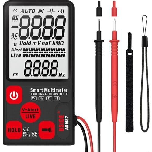 Smart Digital Multimeter True RMS Auto Range ADMS7 3.5 Inch Large LCD 6000 Counts DMM AC DC Voltage Tester