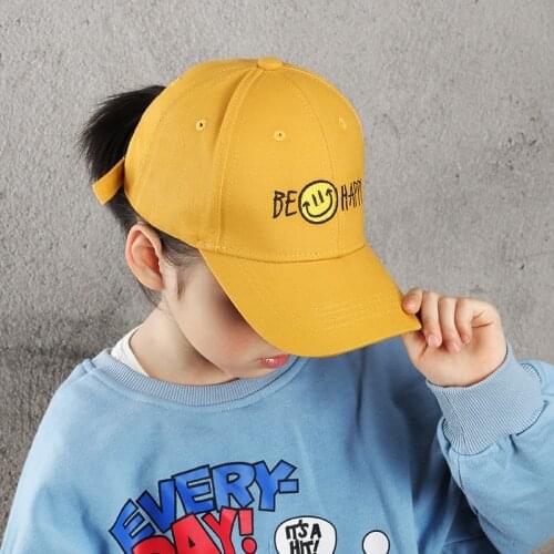 Childrens Kid Baseball Cap For Girls Boy Hats Sunscreen Baby Hat Hip Hop Smile Letter Embroidered Cute Kids Caps 4-8Y
