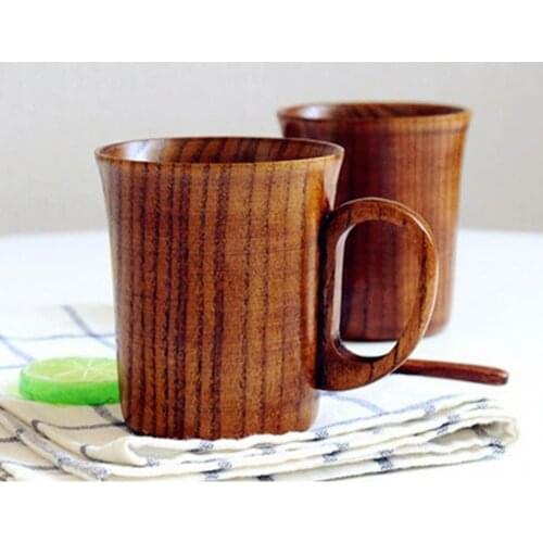 Home Wooden Cup With Handle Coffee Mug For Drinking Tea Office Espresso Water