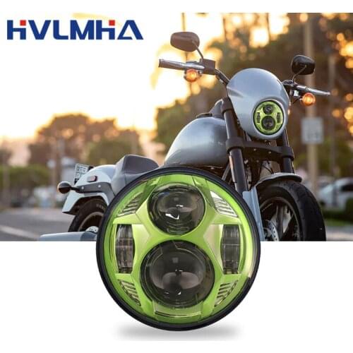 Green 5.75 Inch 51W LED Spider Design Motorcycle Headlight For Harley FXR2, R3, R4 FLSTSB FLSTSC Sporster XL 1200 883 Dyna XL883