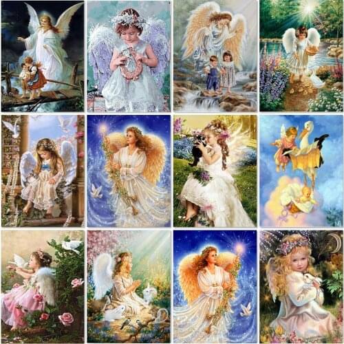 Angel Girl Picture 5D Diamond Painting angel Cross Stitch Religion Diamond Embroidery Landscape Full Diamond Mosaic 1Ts09