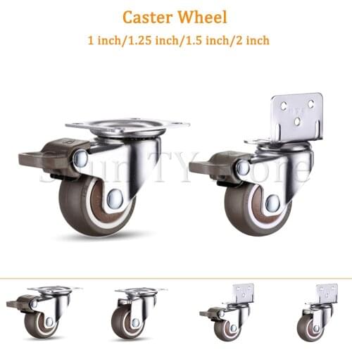 2 Pcs Furniture Swivel Caster Wheels, Crib Bookcase Cabinet Rubber Casters Wheels, L-Bracket and Plate Caster No Noise Wheels