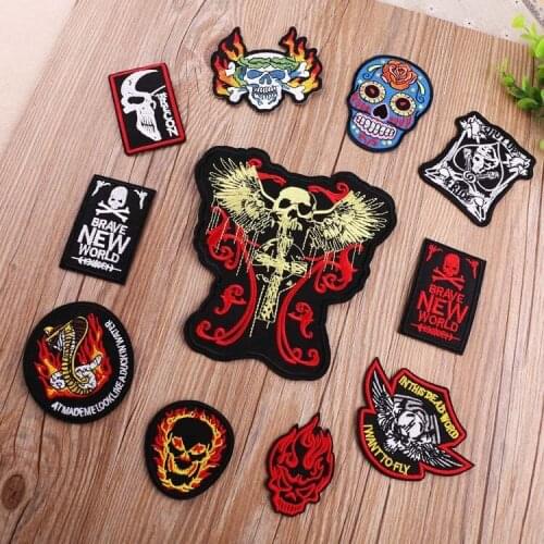 1PCS Creativity Punk style skull series Patches Iron On Army fashion Badges for Clothes Bags coat T-shirt decoration