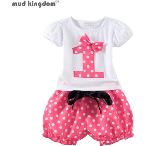 Mudkingdom Summer Girls Clothes Set I Am This Many Girls Birthday Shirt Outfit Cute Little Girls Party Clothing Polka Dot
