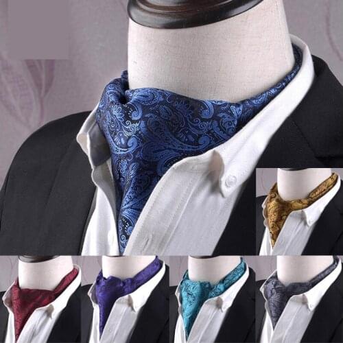 Men Vintage Polka Dot Wedding Formal Cravat Ascot Scrunch Self British style Polyester Neck Tie Luxury