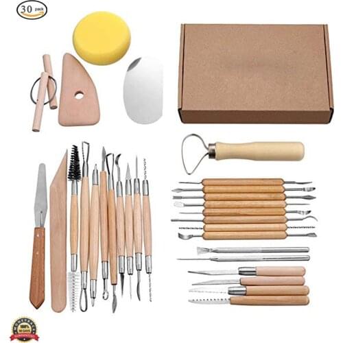Pottery Tools Clay Sculpting Tool Set Wooden Handle Pottery Carving Tool Set Pottery Ceramics Fimo Modeling Carving Tool Kit