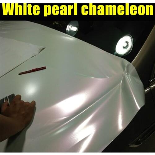 Matt Pearl White Chameleon Vinyl Wrap High Poly Metallic Chrome Pearl Car Stickers Bubble Air Free Release