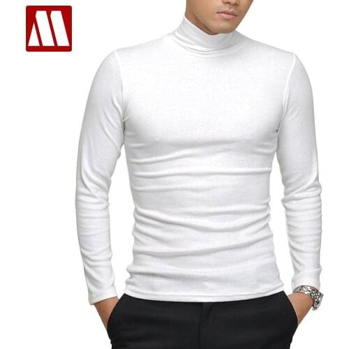 New High-Elastic Man Turtleneck Cotton Long Sleeve Shirt Men Gym Fitness T-shirt Male Running Sport Bodybuilding Skinny Tee Tops