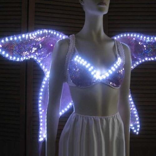 New Design Led Luminous Glowing Costume Wing + Bra Clothes Festive Party Supplies Stage Performance Women Clothing Costume