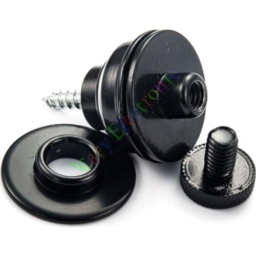 Wholesale and retail 50pc Black Snap-in Style Guitar Bass Strap Button Locks with Screws amp Parts free shipping