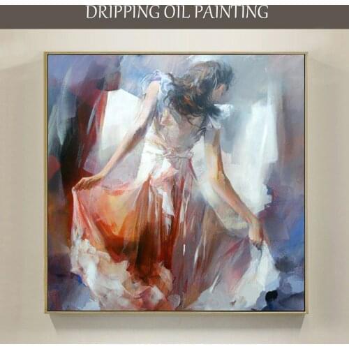 Excellent Artist Handmade High Quality Elegant Lady Portrait Oil Painting on Canvas Beauty Lady with Dress Figure Oil Painting