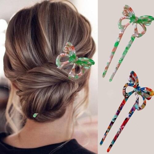 Chinese Style Hair Sticks Vintage Acetate Butterfly Chopstick Women Hairpins Hair Clips Pins Wedding Hair Jewelry Accessories