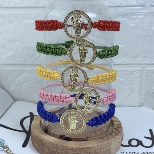 Custom Braided Rope San Jude Charm Bracelets For Women Hand Woven Jewelry
