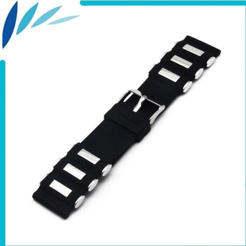 Silicone Rubber Watch Band 22mm for Ticwatch 1 46mm Stainless Steel Clasp Strap Wrist Loop Belt Bracelet Black + Spring Bar