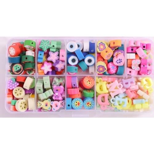 Cute 200Pcs/Box Round Shape Polymer Clay Loose Spacer Beads Mixed Style Clay Beads For DIY Necklace Bracelet Jewelry Accessories