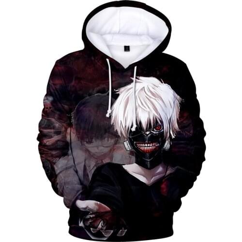 Classic Anime Tokyo Ghoul 3d Hoodies 2019 Autumn Fashion Jacket Hoodie Tokyo Ghoul harajuku Hip Hop Men Women Hooded Sweatshirt