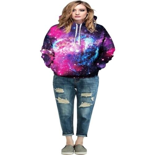 Hoodie spring fashion top mens and womens long-sleeved 3D printing starry sky Galaxy Harajuku sports pullover casual clothing