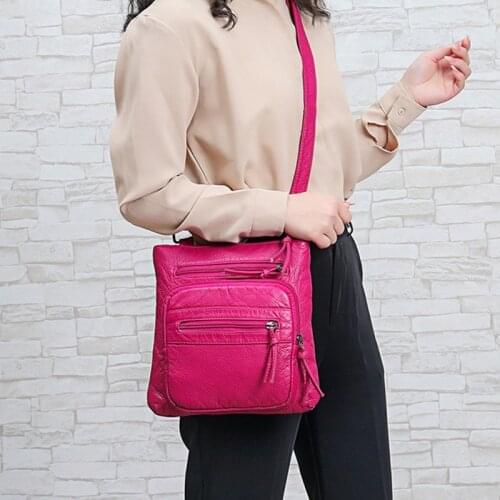 High Quality Female Bag Fashion Female Bag Pu Soft Leather Shoulder Bag Multi Layer Messenger Bag Handbag Purse