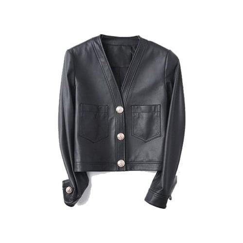 2021 Women New Fashion Genuine Real Sheep Leather Jacket G1