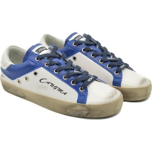 CANGMA Luxury Brand Italy Designer Sneakers Original Comfort Women Flats Genuine Leather White Blue Retro Ladies Shoes 2021