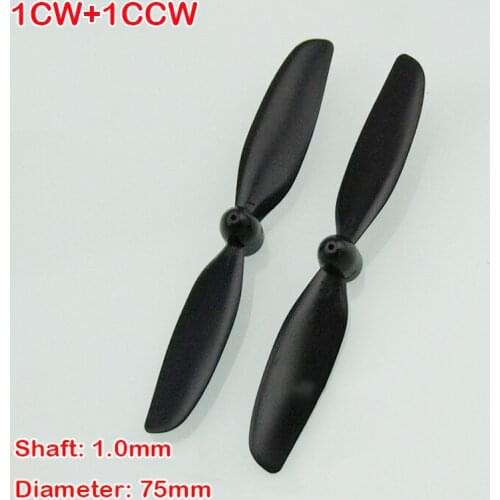 2PCS 75MM High-quality Blade Propeller CW CCW Fit Shaft Diameter 1mm Coreless Motor DIY Micro RC Drone Quadcopter Propeller Set