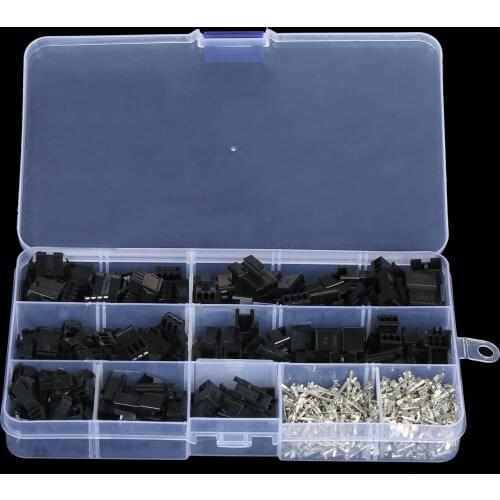 480Pcs JST SM 2.54mm Pitch 2-Pin 3-Pin 4-Pin Connector Housing Assortment Kit Female and Male Dupont Connector Set