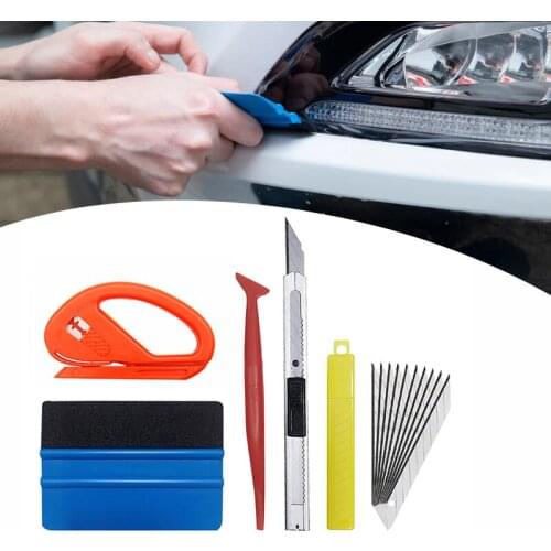 5pcs Car Vinyl Felt Squeegee Wrap Applicator Tool Cutter Blades Film Kit High Temperature Resistance Anti Scratch Durable