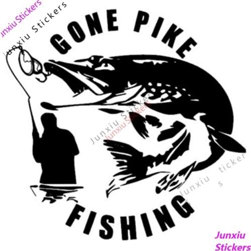 Reflective Gone Pike Fishing Fashion Car Sticker Decal Bumper Motorcycle Laptop Windshield Decoration Accessories KK16*15cm