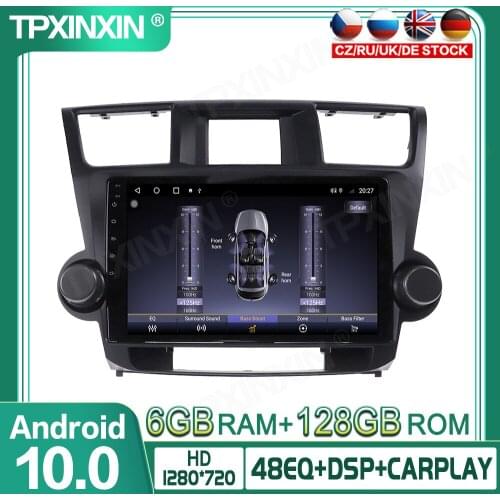 128G Android 10.0 For Toyota Highlander 2009-2013 Car Multimedia Player GPS Navigation Headunit Radio Audio Stereo Tape Recorder
