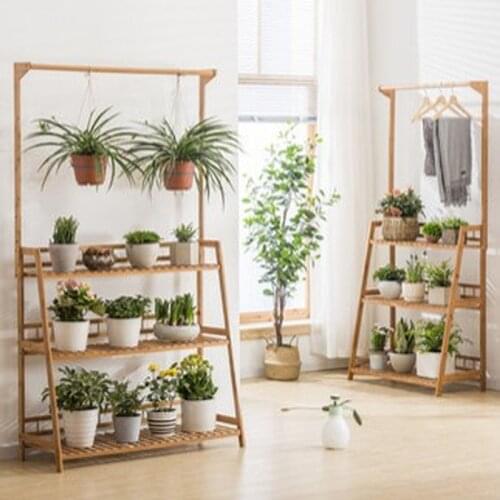Bamboo Wood Pot Display Stand / Wooden Living Room Veranda Plant Pot Succulent Stand Shelf Rack Cabinet Flowerpot Stand