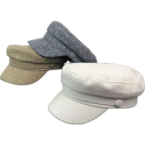 Female New Flax Star Anise Flat Top Navy Literary Berets Caps for Women Snapback Hats Outdoor College Students Shade Caps Bl29