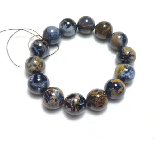 Hot Selling 17mm Natural Pietersite Stone Under Normal Light Blue Color Fine Bracelet for Men and Womens Bracelet