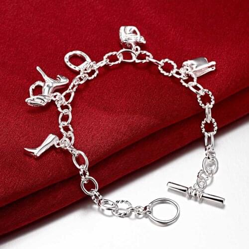 925 Sterling Silver Horse/Riding boots/Horseshoe Charms Bracelet For Women Wedding Engagement Party Jewelry
