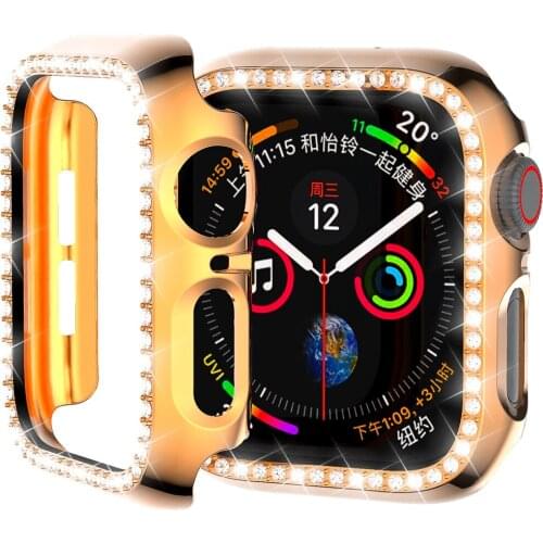 For Apple Watch Case 44mm 42 40 38mm Diamond Protection Cover Alloy Bumper Gorgeous Frame Compatible for Apple Watch 6 SE 5 4 3